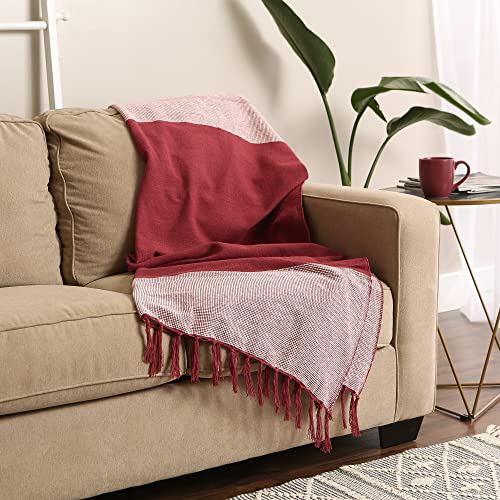 DII Striped Throw Collection Urban Cityscape Border - color: Barn Red