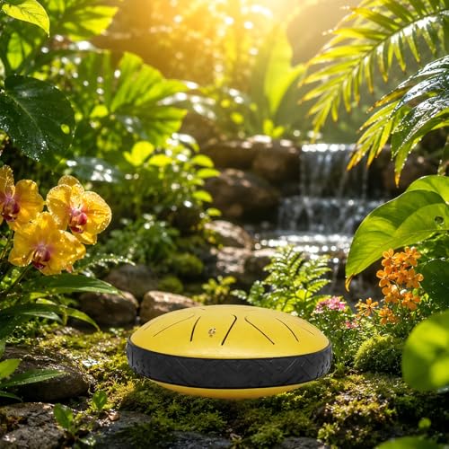 Rain Drum for Outside Garden, MIUYA 6 Inch 11 Notes Steel Tongue Drum for Adults, Beginner Percussion Instrument for Meditation Yoga, Sunlit Gold - color: Sunlit Gold