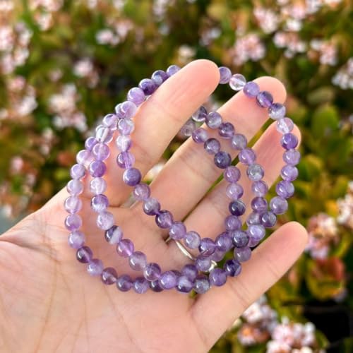 Adabele 1pc Natural Stretch Gemstone Bracelet 6mm (0.24 Inch) Bead 7" 7.5" 8 inch Healing Crystal Quartz Energy Chakra Jewelry Women Birthday Gift - color: Amethyst, size: 7 inch