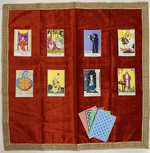 SMMS Spiritual Velvet Table Cloth Altar Tarot Spread (Red, Medium- 61cm*61cm/ 24inch*24inch) - color: Red, size: Medium- 61cm*61cm/ 24inch*24inch