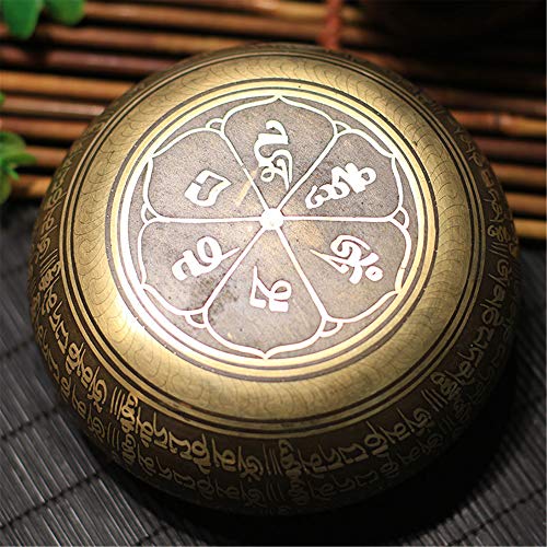 Tibetan Singing Bowl Set,Carved with Five Buddha Statues and Mentra of Om Mane Padme Hum,For Sound Healing,Meditation,Yoga,Relaxation,Chakra Balance,Handmade in Nepal(5.7inches) - color: Five Buddha, size: 14.5cm