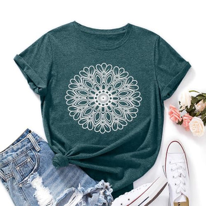 Flower Tshirts Shirts for Women Cute Dandelion Tshirt Casual Short Sleeve Wildflower Floral Heart Print Graphic Tee Tops