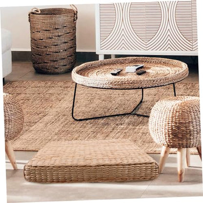ABOOFAN Japanese Braided Meditation Cushion Straw Woven Floor Pillow for Yoga and Relaxation Supportive Seat Cushion for Adults for Meditation Picnics and Home Use