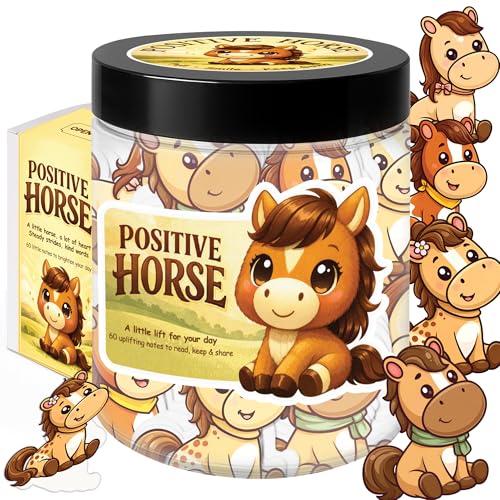 Positive Horse Jar 60 Positive Affirmation Cards for Horse Lovers, Emotional Support Pick Me Up Gifts for Women Teen Girls, Birthday, Christmas, Back to School, Graduation Gifts, Home Table Desk Decor - color: Positive Horse