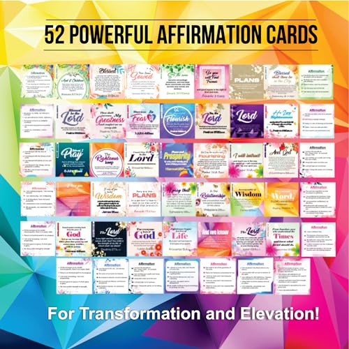 Joyful Shout Affirmation Cards - 260 Powerful Affirmations, 52 Unique Verses To Dream Big, Elevate Purpose, for Success Mindset and Stress Relief