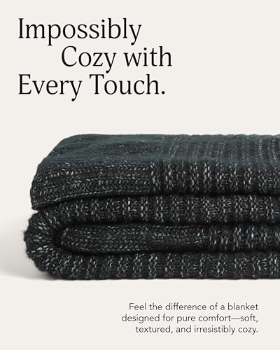 UnHide Melange Knit Blanket - 60" x 80" Textured & Ultra-Soft Wool Throw - Timeless & Breathable Knitted Blanket for Bedroom & Living Room - Night Owl - color: Night Owl, size: Melange Wool (60" x 80")