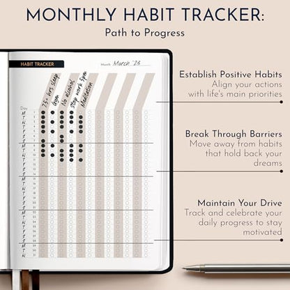 Premium Gratitude Journal for Men – 6 Month Guided Daily Prompts, Habit Tracker – Hardcover, 249 Pages, Lay Flat, 100gsm Paper – Mens Mindfulness Gifts, Mental Health, Self Mastery, Gift Boxed - color: Men - Black