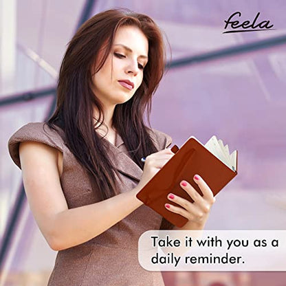 feela 24 Pack Journal Notebook for Work, Business Notebook Bulk Hardcover Lined Writing Journal with Pen Holder for Men Women Note Taking, with 24 Black Pens, 120 GSM, 5.1”x8.3”, A5, Brown - color: 24 Pack brown
