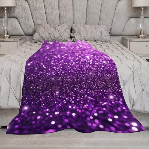 Fashion Bed Sofa Couch Cover, Unisex Blanket, Beautiful Dark Purple Bling Glitter Sparkles Pattern Lightweight Flannel Blanket - color: Color58, size: 30"x40"