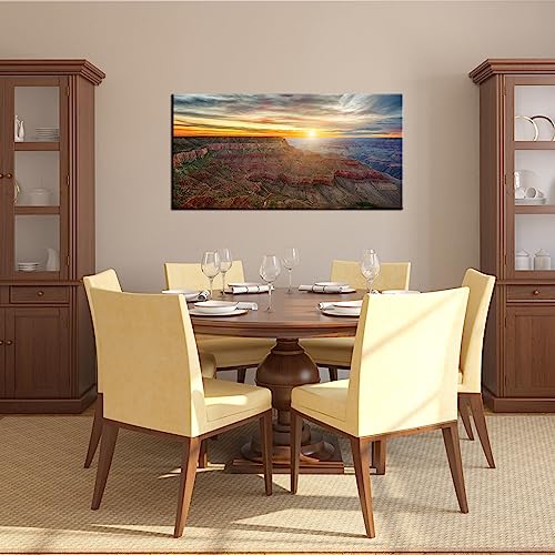 LevvArts National Park Canvas Wall Art Beautiful Sunset at Grand Canyon Arizona USA Scenery Picture Print on Canvas Modern Home Living Room Decor Art Stretched and Framed 24x48