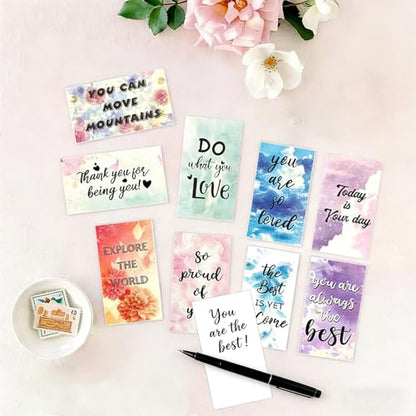 30 Pack Inspirational Quote Cards with Positive Affirmations, Motivational Greeting Cards for Encouragement, 2"x3.5" Mini Card Set