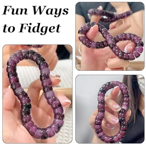 Natural Bodhi Seed Bracelets Anxiety Fidget Bracelets Anxiety Relief Items Protection Healing Stretch Bodhi Fidget Bracelet for Women Men - color: A1:Deep purple