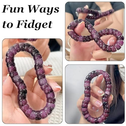 Natural Bodhi Seed Bracelets Anxiety Fidget Bracelets Anxiety Relief Items Protection Healing Stretch Bodhi Fidget Bracelet for Women Men - color: A1:Deep purple