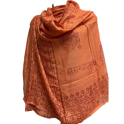 Indian Ganesh Om Meditation Yoga Altar Cloth Prayer Shawl Scarf (Orange)