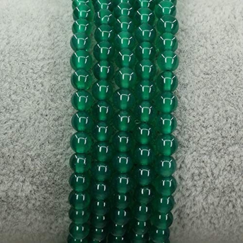 Keleny 4mm Natural Round Beads Gemstones Rock Crystal Stretch Bracelet 7 Inch Unisex - color: Dyed Green Agate