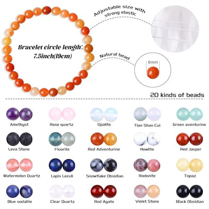Handmade Stretch Elastic Bracelet Natural Stone Crystal Healing Power Energy Gifts for Reiki Nature's Beauty and Spiritual Essence Unisex 6mm - color: Red Adventurine