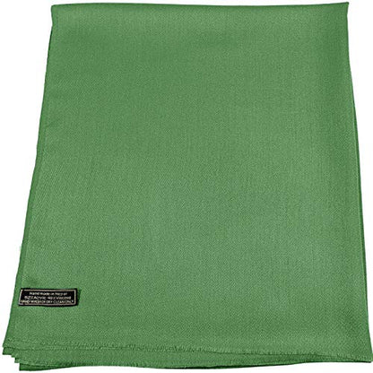 CJ Apparel Solid Color Fringe Design Fringe Shawl Scarf Wrap Stole Throw Head Wrap Pashmina Gift Hand Made in Nepal New - color: Forest Green Fc1042c
