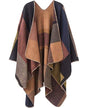 Women's Shawls and Wraps Open Front Poncho Cape Winter Sweater - color: A2-khaki