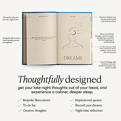 Intelligent Change - Night Notes Daily Journal, Dream Journal for Women and Men, Bedtime Guided Journal, Hardbound Wellness Journal, Handmade and Plastic-Free, 4.4 x 6.5 inches