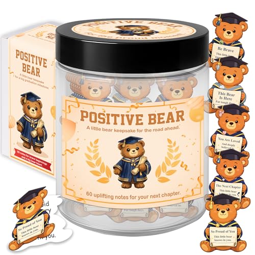 Class Of 2026 Positive Bear Jar, 60 Positive Affirmation Cards, Funny Graduation Gifts 2026 for Daughter Son Him Her College High Middle Congrats Grad Gifts for Friends Student - color: Positive Bear
