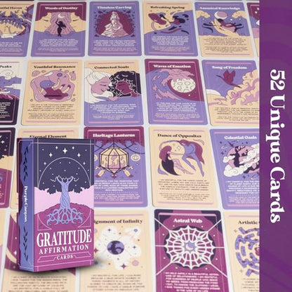 PURPLE CANYON Gratitude Cards | Positive Affirmations for Daily Reflection | Mindfulness Cards for Self Care | 52 Card Deck in Shades of Purple - style: Gratitude Affirmation Cards