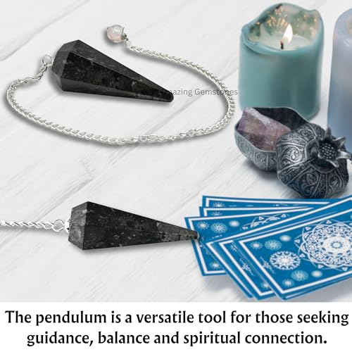 Amazing Gemstone Nuumite Crystal Pendulum for Divination - Certified Dowsing Crystals & Healing Stones for Chakra Balancing & Meditation - Enhance Reiki Spiritual Growth - color: Nuumite