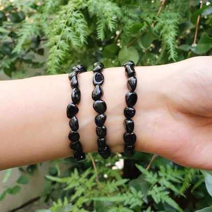 Adabele 1pc Natural Stretch Gemstone Bracelet 7mm-10mm Free Form Bead 7 Inch 7.5 Inch Healing Crystal Engergy Quartz Chakra Jewelry Women Birthday Gift - color: Black Tourmaline, size: 7 Inch (bead size 7-10mm)