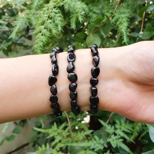 Adabele 1pc Natural Stretch Gemstone Bracelet 7mm-10mm Free Form Bead 7 Inch 7.5 Inch Healing Crystal Engergy Quartz Chakra Jewelry Women Birthday Gift - color: Black Tourmaline, size: 7.5 Inch (bead size 7-10mm)