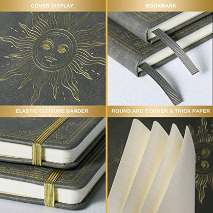 Artfan Ruled Notebook/Journal – Premium Thick Paper Faux Leather Classic Writing Notebook with Pocket + Page Dividers Gifts, Banded, Large, 144 Pages, Hard Cover, Lined (5.8''x 8.4'') - Dark Gray - color: Dark Gray