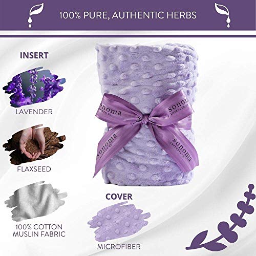 Sonoma Lavender Spa Heat Wrap for Neck, Shoulders and Lower Back, Microwaveable Lavender Aromatherapy Heating Pad, Removable and Washable Covers, Stress and Pain Relief (9" x 26", Lilac Dot) - color: Lilac Dot