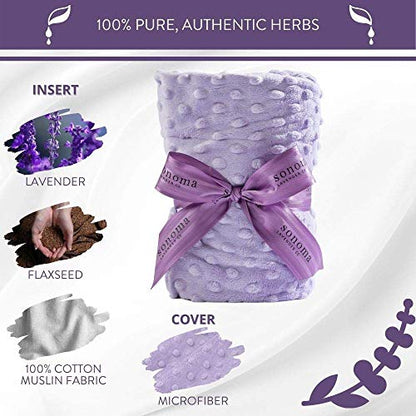 Sonoma Lavender Spa Heat Wrap for Neck, Shoulders and Lower Back, Microwaveable Lavender Aromatherapy Heating Pad, Removable and Washable Covers, Stress and Pain Relief (9" x 26", Lilac Dot) - color: Lilac Dot
