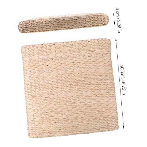 Happyyami 1pc Handmade Woven Meditation Cushion Decorative Yoga Mat Straw Mat for Home Use Thick for Meditation Floor Seating and Home