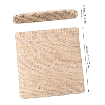 Happyyami 1pc Handmade Woven Meditation Cushion Decorative Yoga Mat Straw Mat for Home Use Thick for Meditation Floor Seating and Home