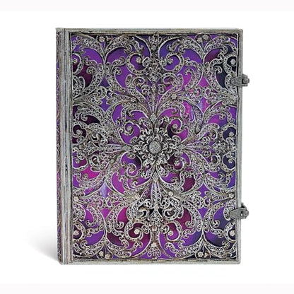 Aubergine Ultra Lined Hardcover Journal, 240pg, 120GSM by Paperblanks (Silver Filigree Collection)