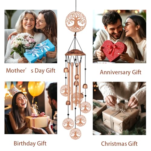 ORIGACH Tree of Life Wind Chimes, Metal Wind Chimes for Outside, Decor for Lawn, Patio, Home, Garden, Large Wind Chime Gifts for Birthday Family & Friends