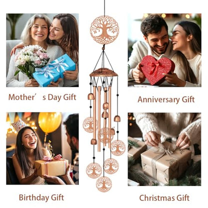 ORIGACH Tree of Life Wind Chimes, Metal Wind Chimes for Outside, Decor for Lawn, Patio, Home, Garden, Large Wind Chime Gifts for Birthday Family & Friends