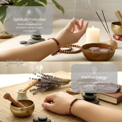 yautja Tibetan Buddhist Lucky Red String Bracelets Spiritual Protection Handmade Adjustable Red Buddha Bracelet Yoga Prayer Cinnabar Beads Amulet Bracelet Evil Protection Women Jewelry Gift for Health Charm Wealth Good Fortune - color: winered with talism