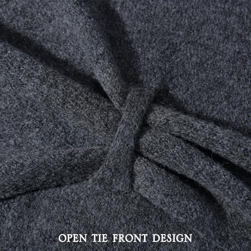 Women's Shawl Wrap Cardigan Knitted Wool Blend Pashmina Cape, Scarf & Sweater Cover-Up for winter - color: Dark Grey