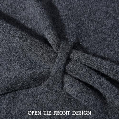 Women's Shawl Wrap Cardigan Knitted Wool Blend Pashmina Cape, Scarf & Sweater Cover-Up for winter - color: Dark Grey