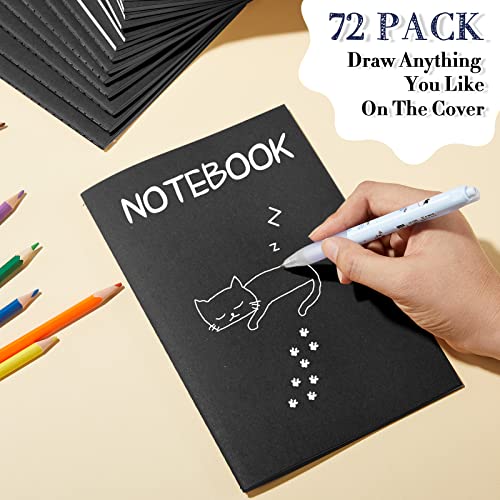 Sabary 72 Pack Kraft Paper Notebook Journals 5.5 Inch x 8.3 Inch A5 Notebook in Bulk Softcover Ruled for Writing Sketch Travel Journal with 60 Pages 30 Sheets(Black,Line) - color: Black, style: Line