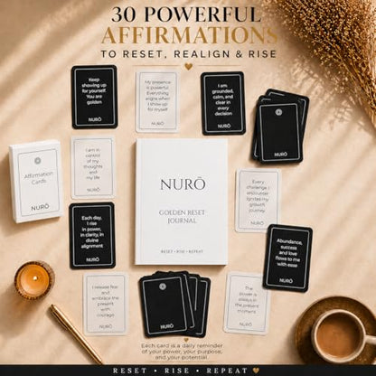 NURŌ Golden Reset Guided Journal + Affirmation Cards Set (White)