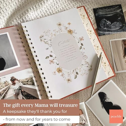 Peachly Pregnancy Journal - Linen Pregnancy Book to Capture Every Milestone - Pregnancy Must Haves - Baby Book Keepsake Pregnancy Journals For First Time Moms and Experienced Moms (Rust) - color: Rust