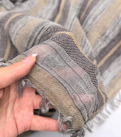 Artistic Retro Cotton And Linen Scarf, Plain Tie Dye Gradient Autumn And Winter New Soft Cotton Shawl - color: Light Gray