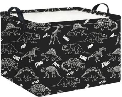 Rectangle Storage Basket with Handles,Collapsible Storage Bin,Books Box,Gift Basket(Black Line Dinosaur) - color: Black Line Dinosaur