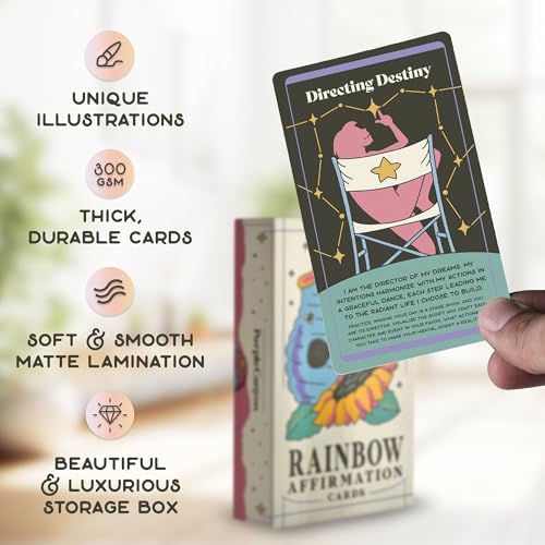 PURPLE CANYON Intention Journal & Rainbow Affirmation Deck – 52-Week Guided Gratitude Journal with Meditations, Goal Setting & Daily Mindfulness Cards - style: Journal & Deck Duo
