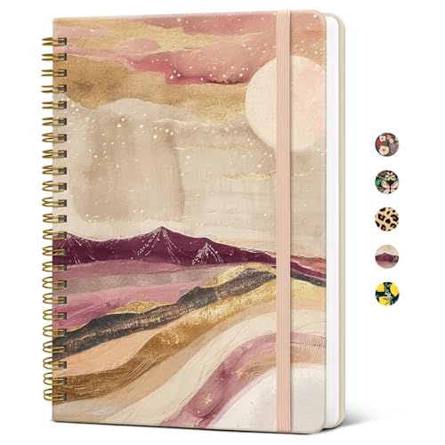 Taja Lined Spiral Journal Notebook for Women, A5 Cute College Ruled Hardcover Notebook for Work & Note Taking, Pretty Journal for Writing, 140 Pages, Landscape - color: d-Landscape
