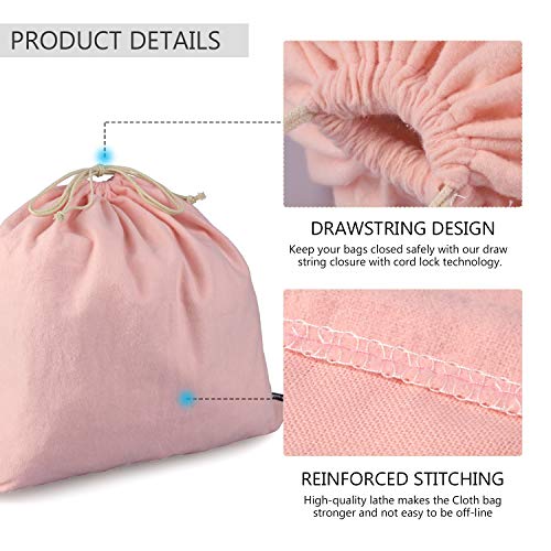 PlasMaller Dust Cover Storage Bags Purified 100% Cotton Flannel with Drawstring Pouch For Handbags Purses Pocketbooks Shoes Boots Set of 3 (Pink) - color: Pink