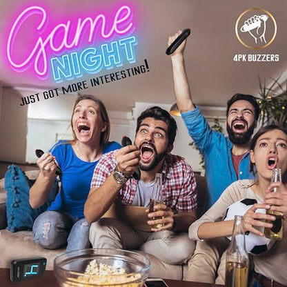 Digital Energy Wireless Handheld Game Buzzer System - Console Displays First Buzz-in - Great for Jeopardy, Family Feud, Trivia and Buzzer Games - 4 Joystick Buzzers - size: 4 Player