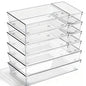 10 Pack Large Drawer Organizer Bins - Clear Plastic Bathroom Drawer Organizer Trays - Heavy Duty Kitchen Drawer Dividers for Utensils - Non-Slip Storage Bins for Makeup, Bedroom, Office Desk - size: 10 Pack