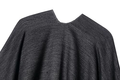 Women's Shawl Wrap Poncho Cape Cardigan Open Front Coat Shawl Wrap Scarf for Spring Fall Winter - color: Champagne Black
